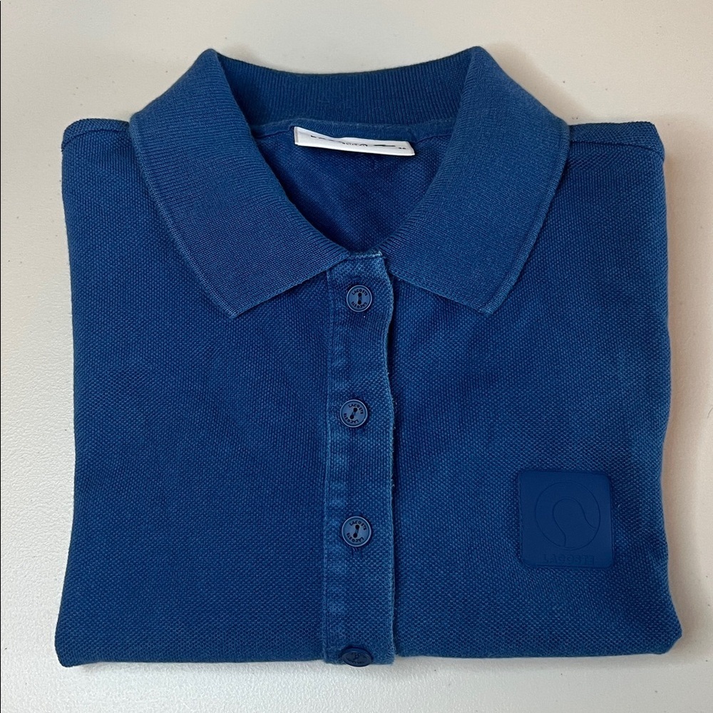 Lacoste Slim Fit Washed Effect Petit Pique Polo Blue Size Small